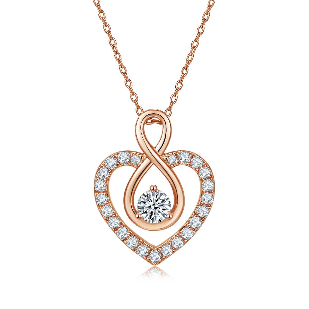 4.6g S925 Sterling Silver 1CT Moissanite Infinity Heart Necklace 45cm  23 Stone Pave Pendant With GRA, Platinum Plated Romantic Gift Box Set For Women