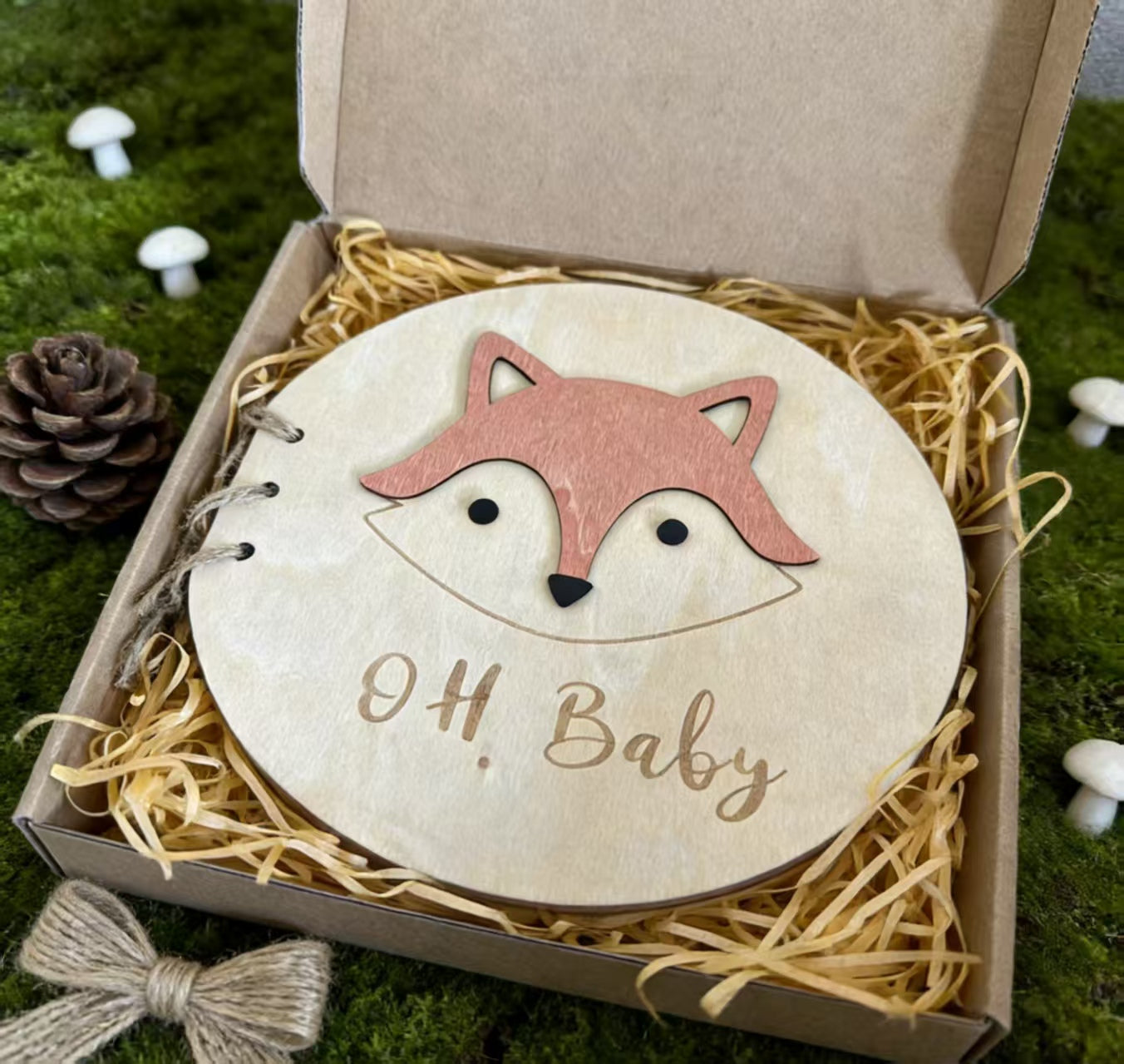 Cross-border Hot Sale 3D Cartoon Creative Gift Baptism Guest Book Signature Album Wooden Souvenir