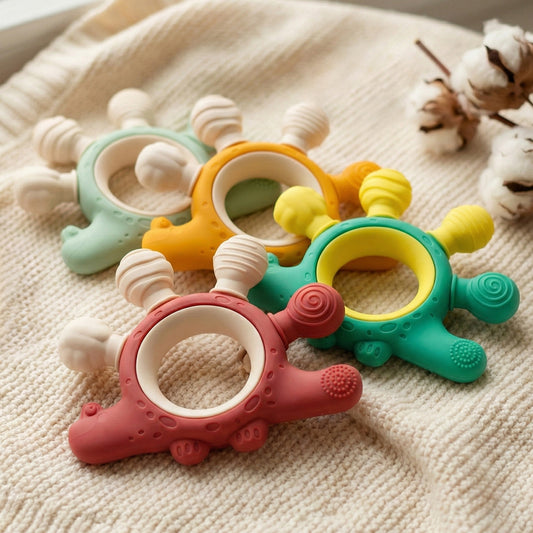 Food-grade Silicone Two-tone Dinosaur Animal Teether