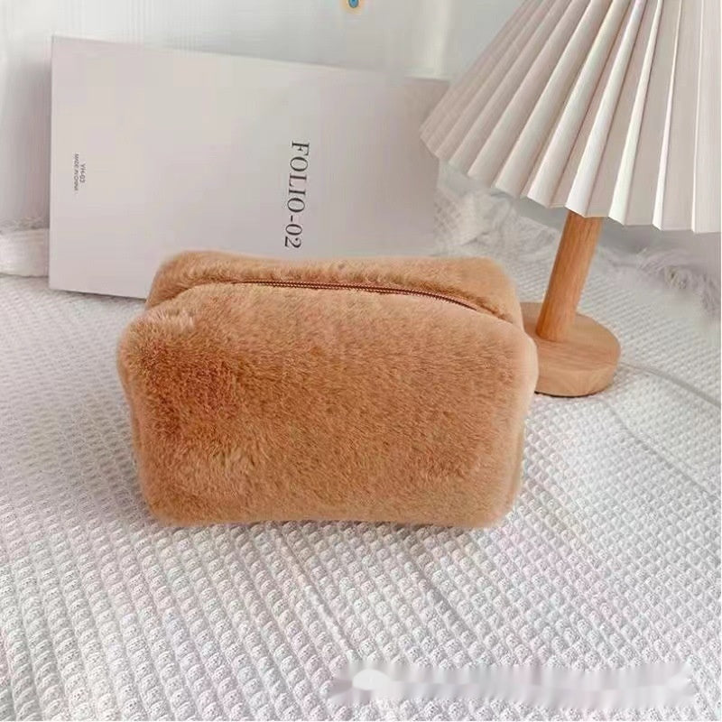 Simple And Stylish Embroidered Plush Makeup Bag