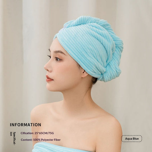Thickened Hair-drying Cap Water-absorbent Coral Fleece Bath Cap