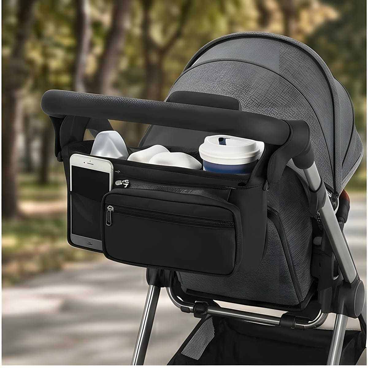 Black Stroller Organizer - Practical Storage Bag For Supplies And Accessories - Party Accessories Set