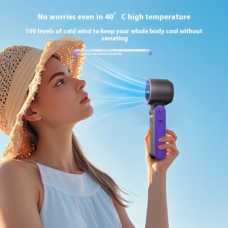 Handheld USB Charging Digital Display Portable Wind Adjustable Folding Fan