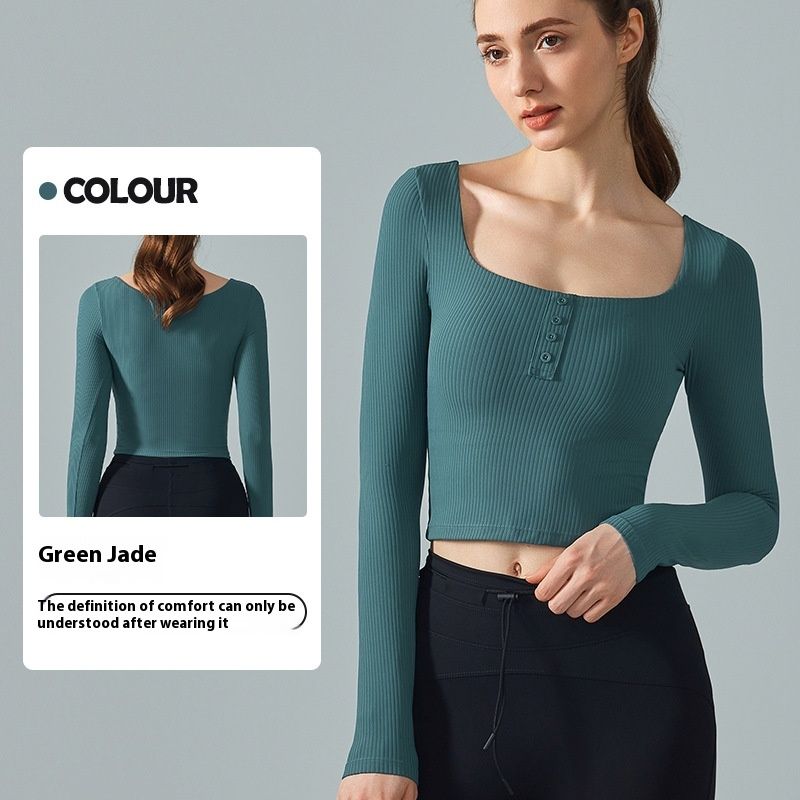 Yoga Clothes Long Sleeve Women's Professional Pilates Abdominal Exercising Band Chest Pad Slim Fit Slimming