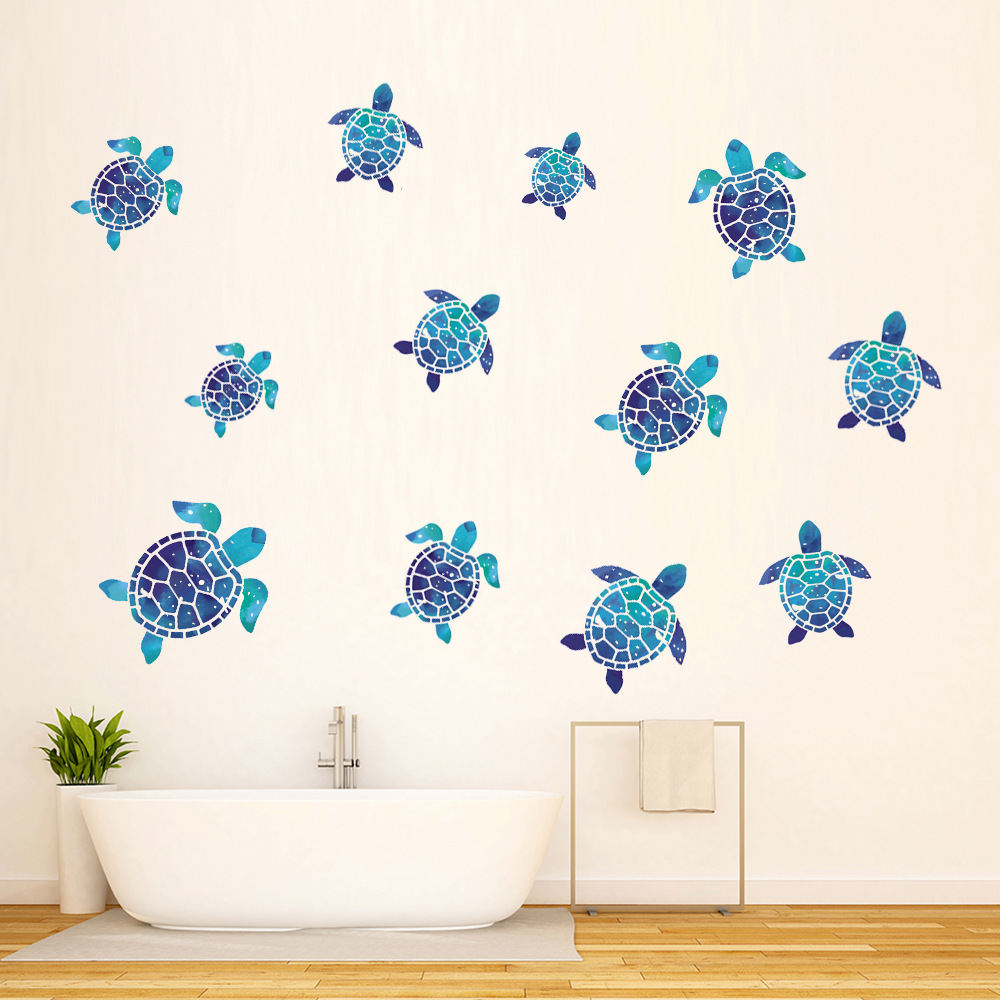 Creative 12-piece Sea Turtle Wall Stickers For Home Use
