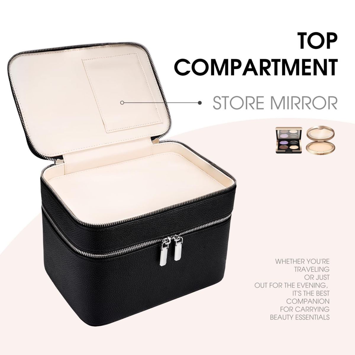 New Double-layer Large-capacity PU Portable Makeup Bag