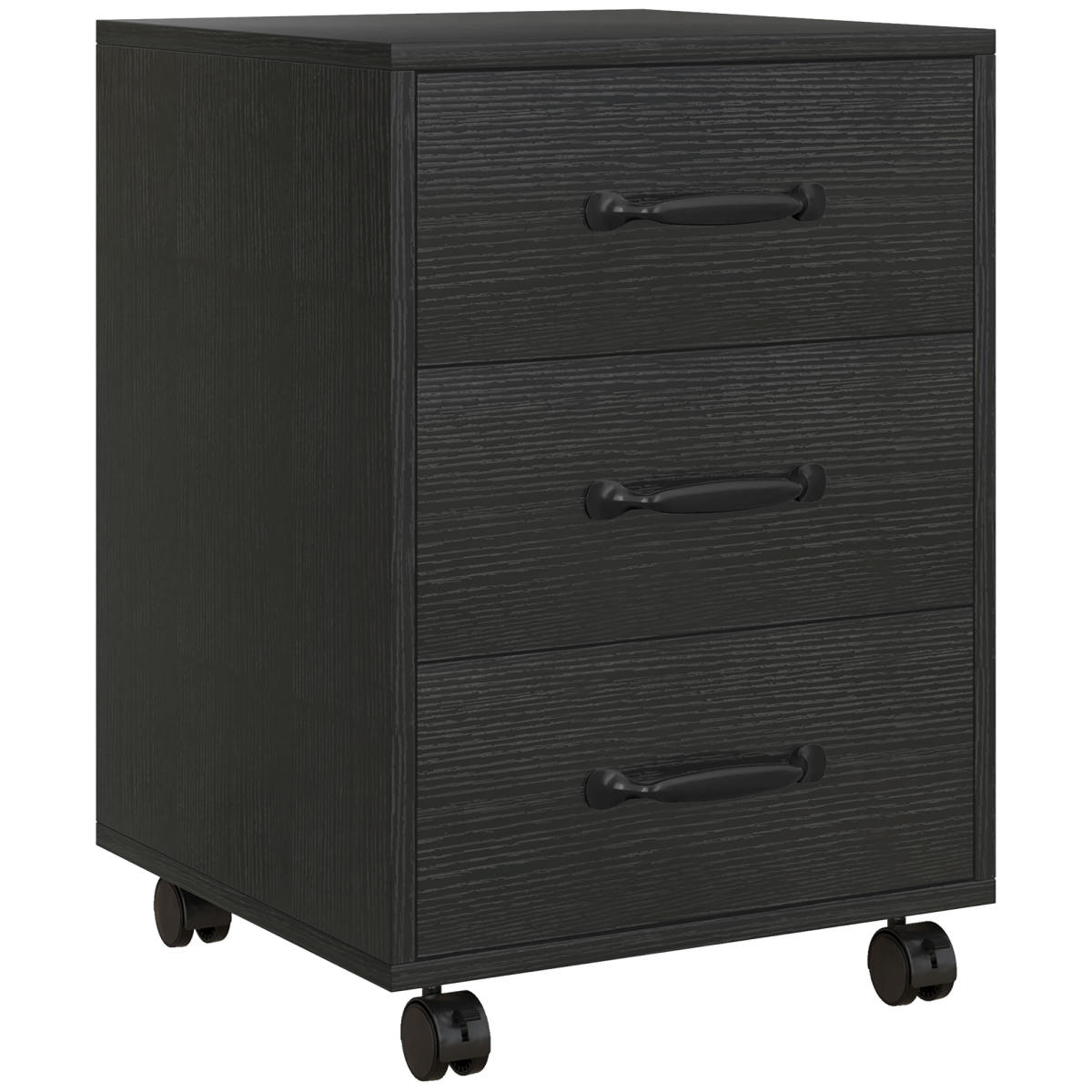 3 Drawer File Cabinet, Mobile Filing Cabinet On Wheels For Home Office, Study, Black