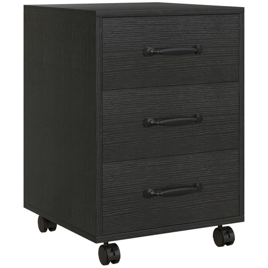 3 Drawer File Cabinet, Mobile Filing Cabinet On Wheels For Home Office, Study, Black