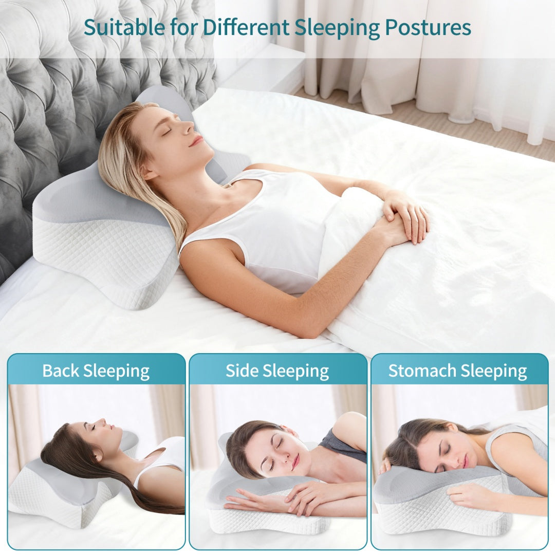 Cervical Neck Pillow, Cooling Ergonomic Memory Foam Pillows  Dual Height Orthopedic Support Contour Pillow For Side