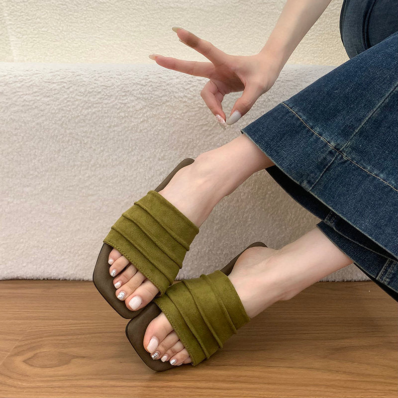 2026 New French Retro Women's Flat Slide Sandals, Simple Daily Versatile Casual Single Strap Outdoor Slides For Summer