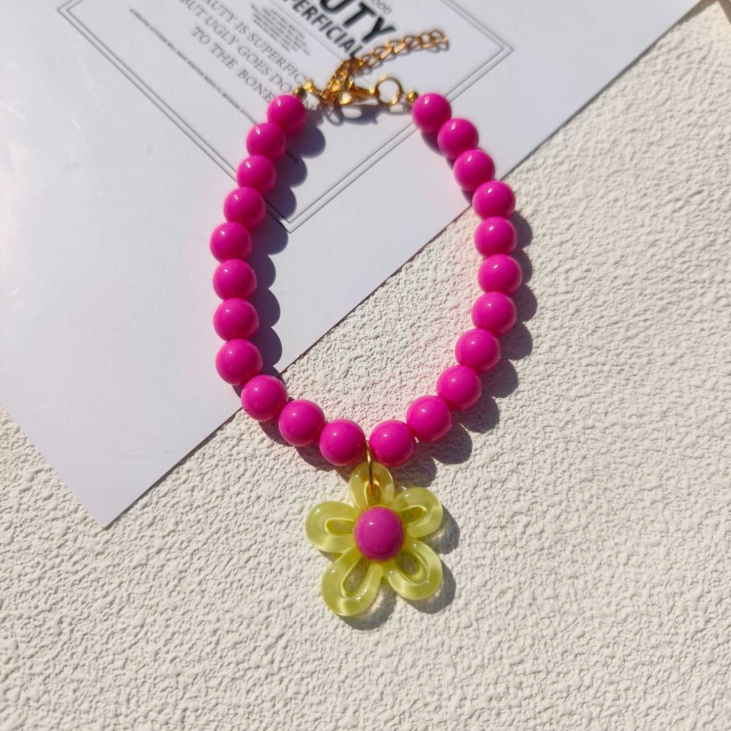 Dopamine Flower Pearl Pet Necklace