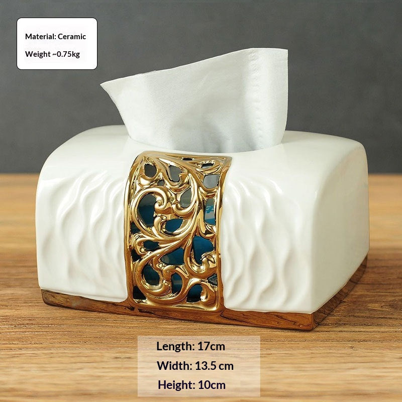 Chinese-style Ceramic Tissue Box For Home Use