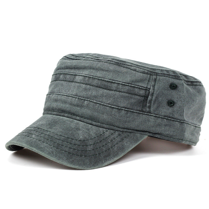 Spring And Summer Men's Solid-color, Washed-out, Retro Wide-brimmed, Simple And Fashionable Casual Flat-top Baseball Cap, Suitable For Outdoor Sports, Daily Commuting.