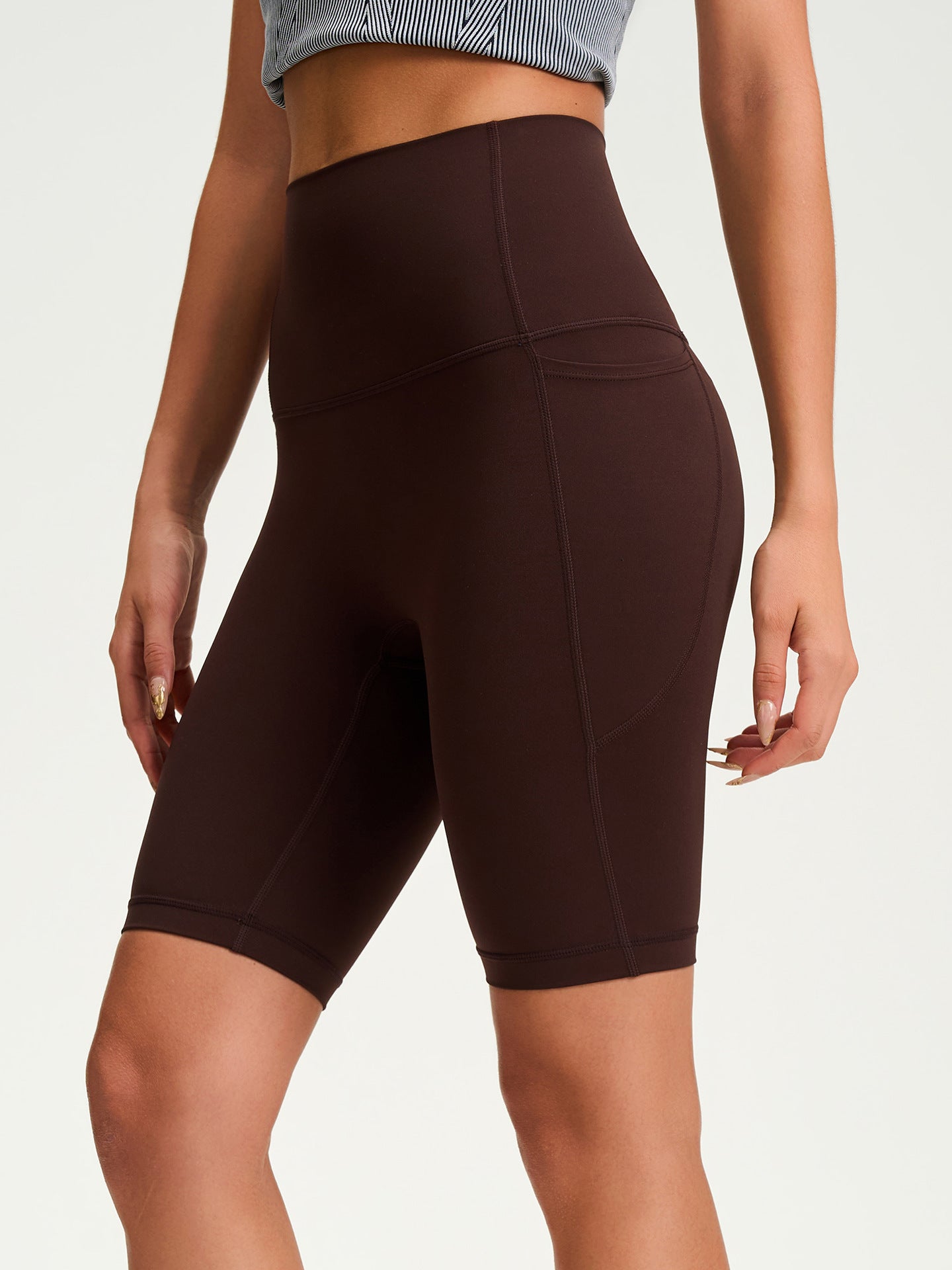 Women's High-Waisted Tight Mid-Length Naked-Feel Yoga Shorts With Butt Lifting, Quick-Dry Fabric For Sports, Fitness And Outdoor Cycling Wear