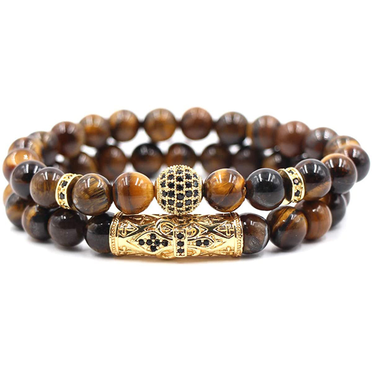 Yoga Distance Bracelet Handmade Beaded Adjustable Natural Lava Stone Tiger Eye Stone Diamond Ball Buddha Head Set Bracelet