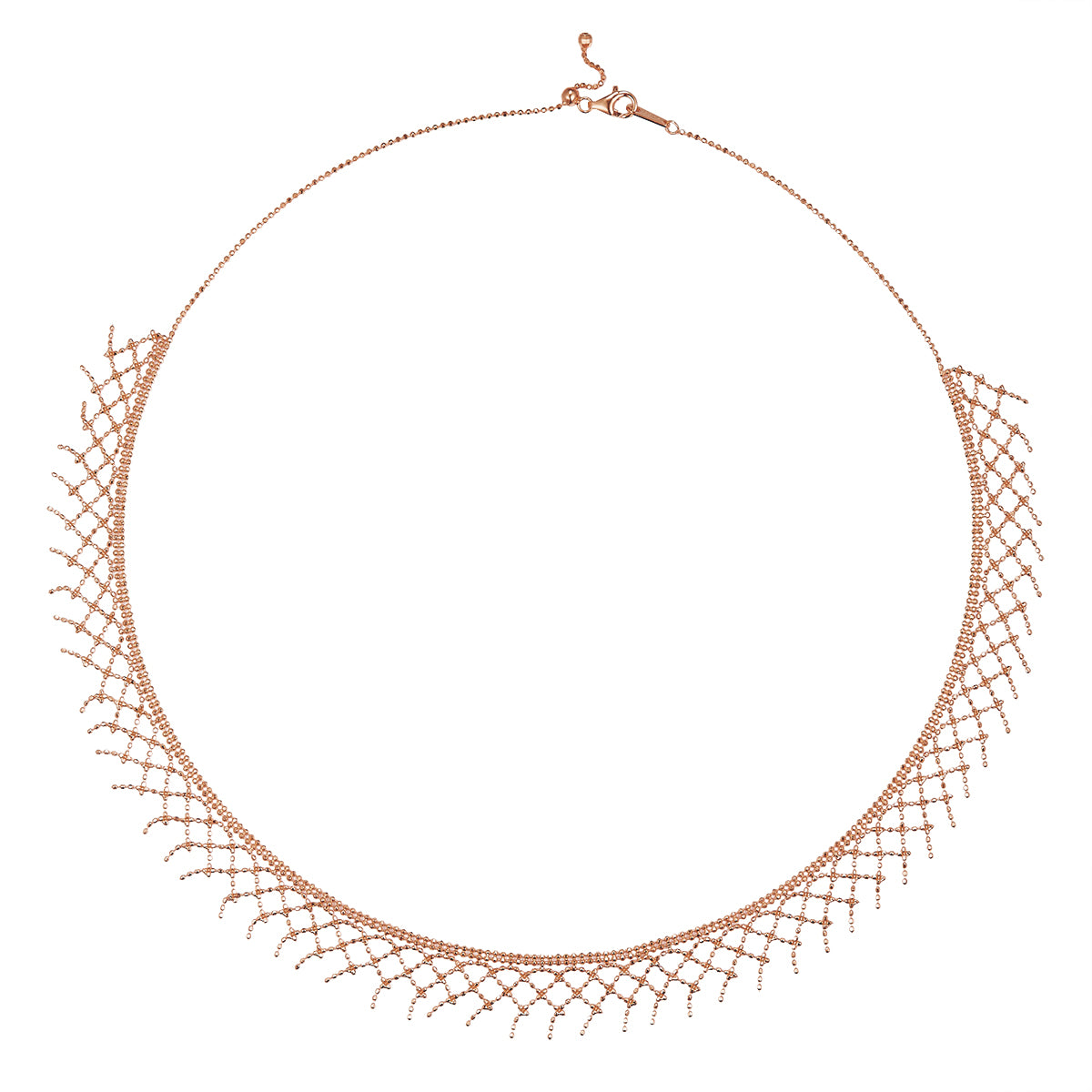 S925 Sterling Silver Mesh Tassel Necklace 45cm Adjustable 4.7g 10.5mm Wide Platinum Plated 3 Colors Gift Box