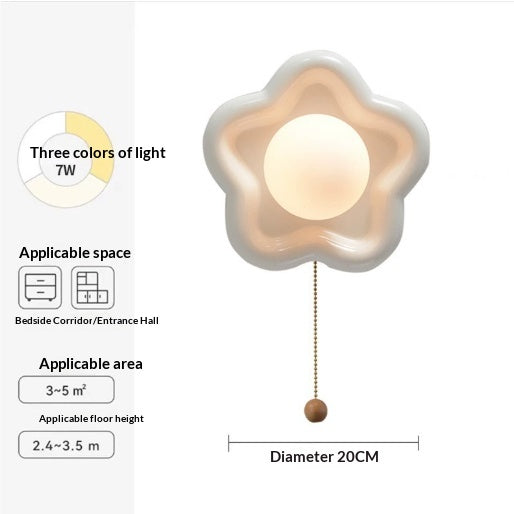 Wireless Charging Flower Design Warm Off-White Ceramic Wall Light