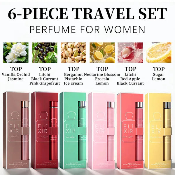 Women's 6-Piece Set Travel Perfume 35ml 1.18oz Perfume For Her PDQ Sweet Gourmand & Floral Fragrances Long Lasting For Party Night Out & Daily Wear Perfect Gift For Girlfriend, Best Friend, Mother