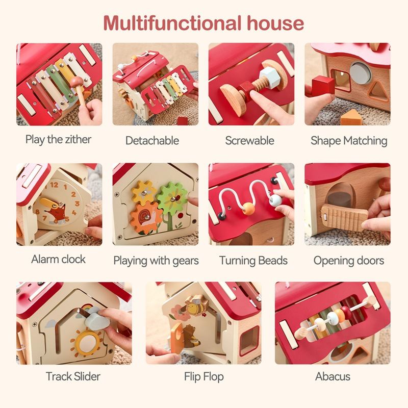 Portable Hand-carrying Multifunctional House Wooden Educational Toys