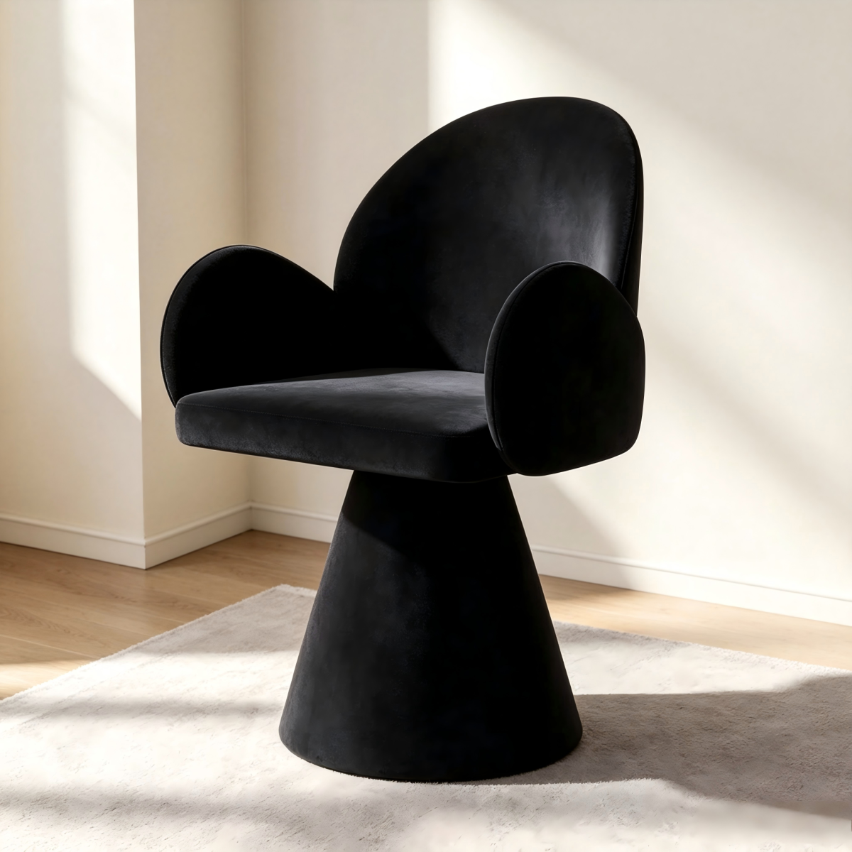 Light Luxury Makeup Stool, Bedroom Dressing Stool, Single Chair, Ladies' Dressing Table Rotating Chair, Black Style Nail Salon Specific Rotating Chair