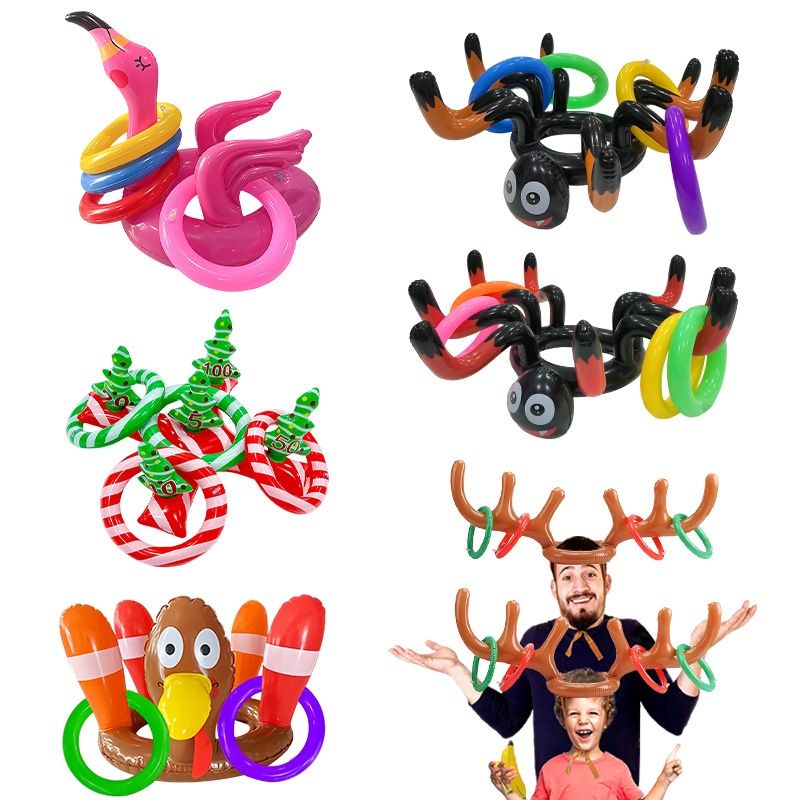Christmas Inflatable Toys Antlers Head Ferrule Elk Horn Antlers Headband Throwing Ring Ferrule Inflatable Crutch