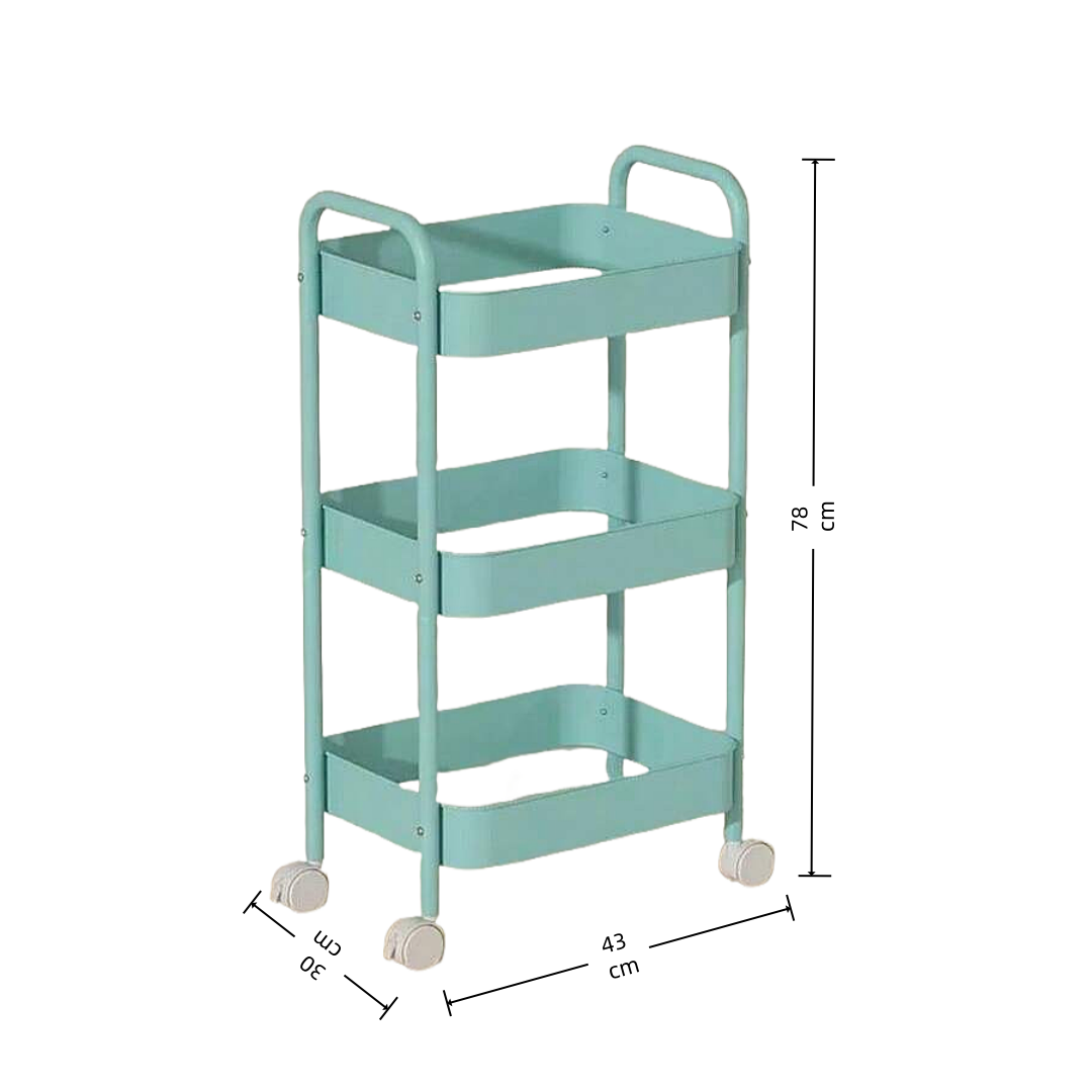 3-Tier Trolley On Wheels - Storage Cart For Kitchen, Beauty Salon, Bedroom, Bathroom And Office - Multi-Functional Mobile Storage Cart