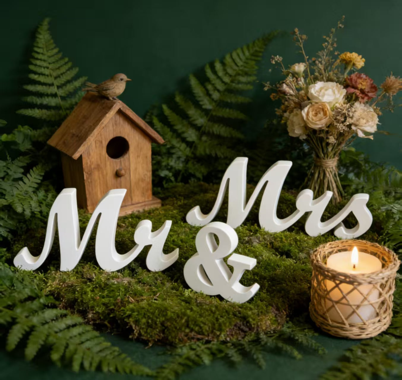 White Wooden Mr & Mrs Sign Wedding Table Decor, Church Ceremony Photo Prop, Newlywed Home Ornament
