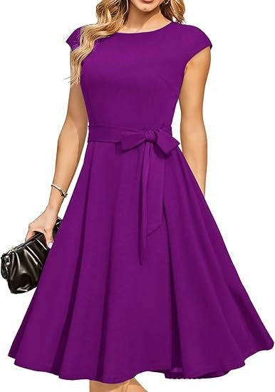 Womens Retro Tea Party Mid-Length Dress