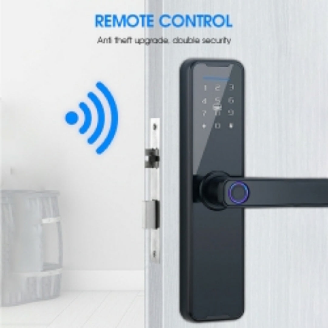 WIFI Digital Smart Door Lock Electronic Fingerprint Password Key Lock-black