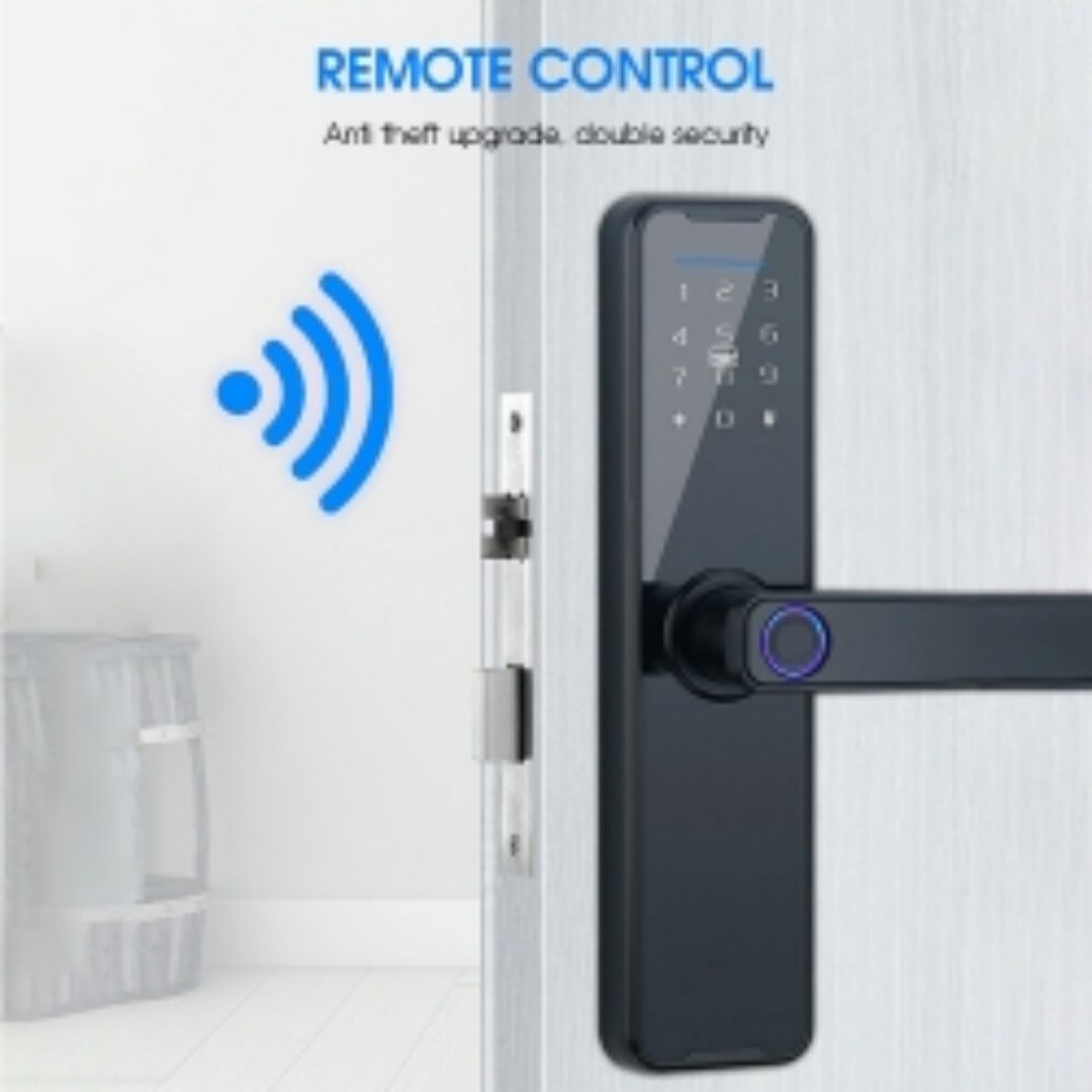WIFI Digital Smart Door Lock Electronic Fingerprint Password Key Lock-black
