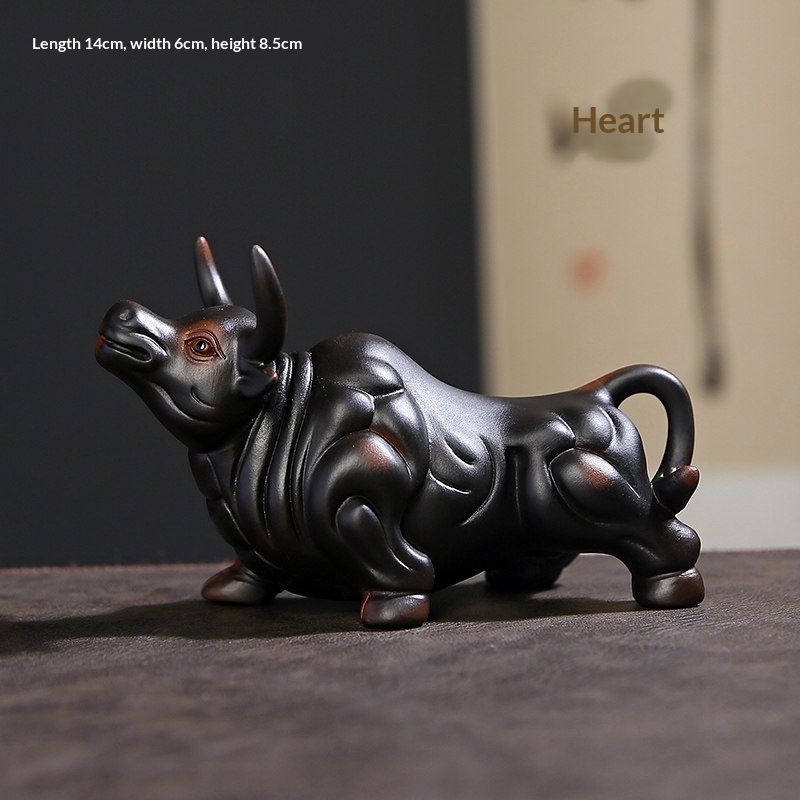 Purple Clay Bullish Spirit Soaring To The Heavens Tea Pet Ornament Premium Accessory
