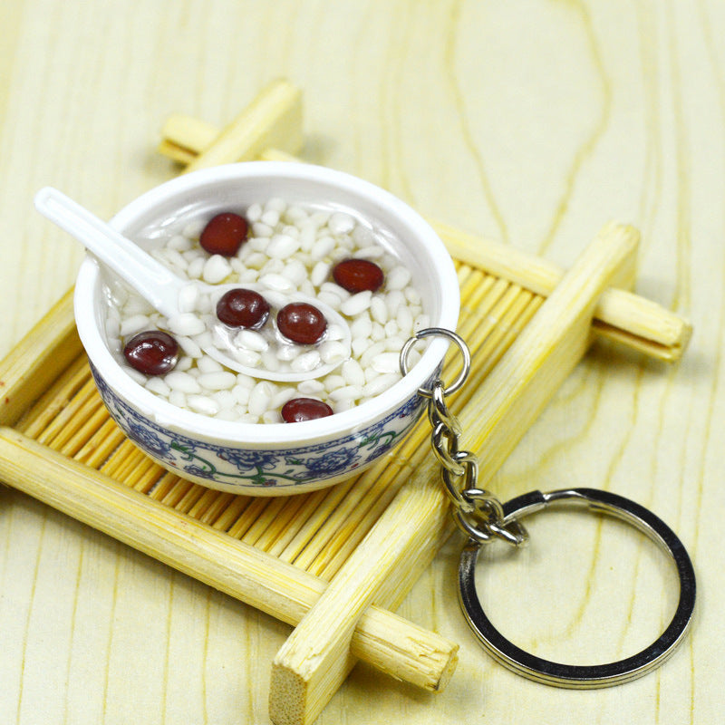 Artificial Food Pendant PVC Egg Noodle Keychain