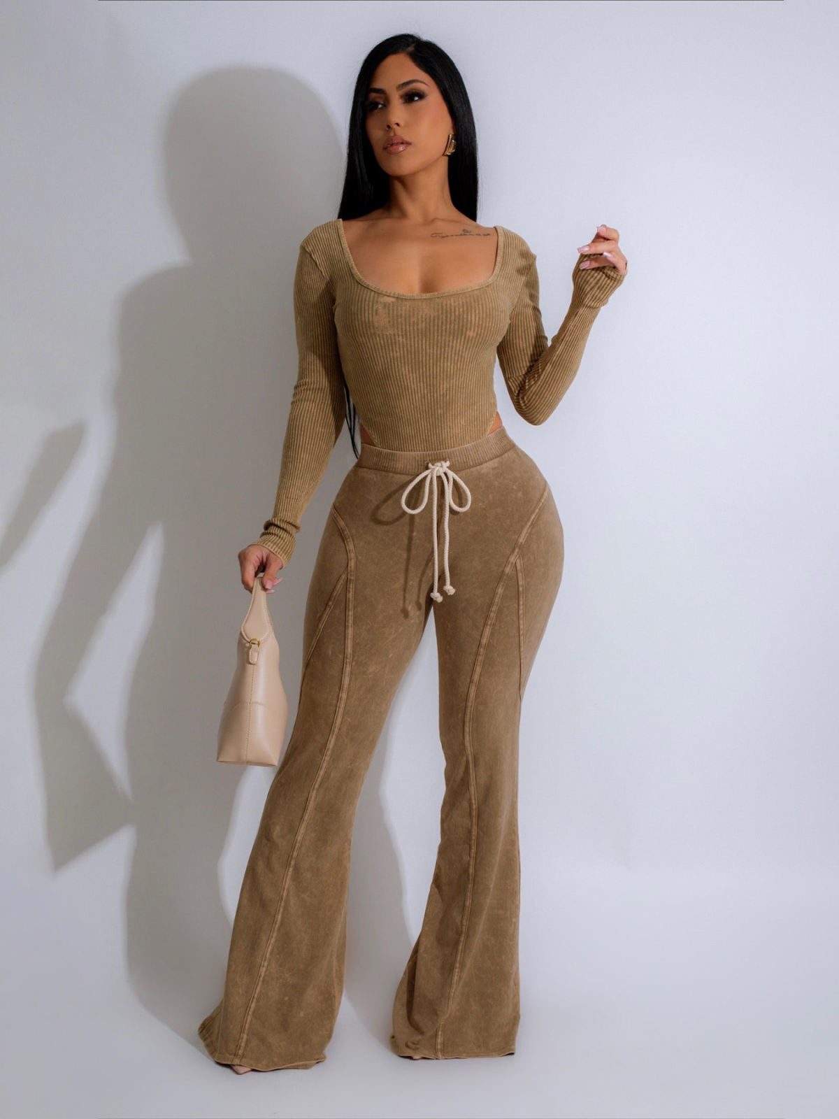 European And American Fashion Women's Autumn And Winter Sexy Tight One-piece Suit, Fitness And Sports Long Pants Set