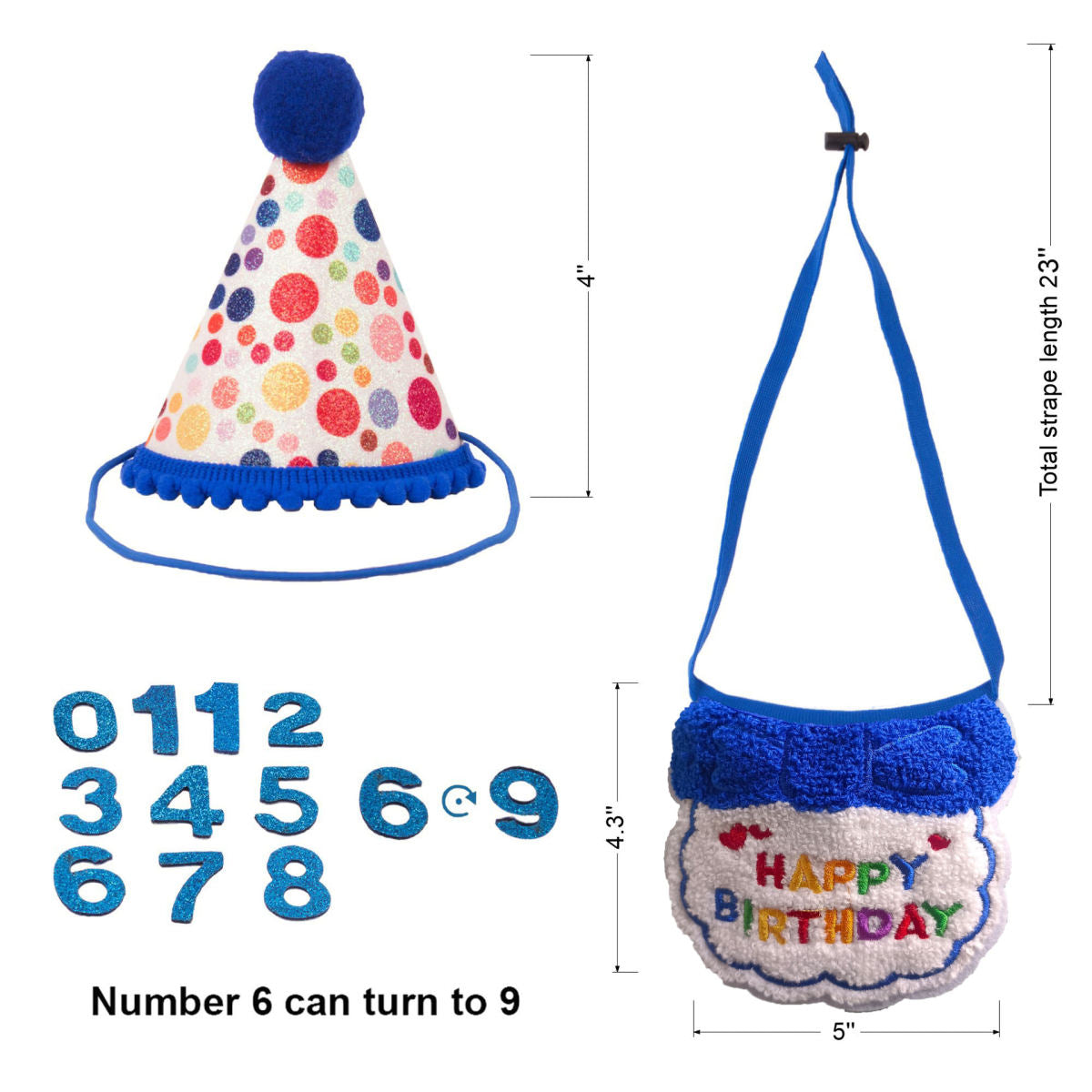 Cat Birthday Party Supplies, Blue Cat Kitten Birthday Bandana With Number Hat, Cat Birthday Decorations Banner Boy, Pet Birthday Outfits For Cats Kitten Apparel Decorations