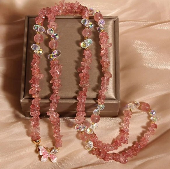 Natural Quartz Sand Stone Necklace All-match Crystal Accessories