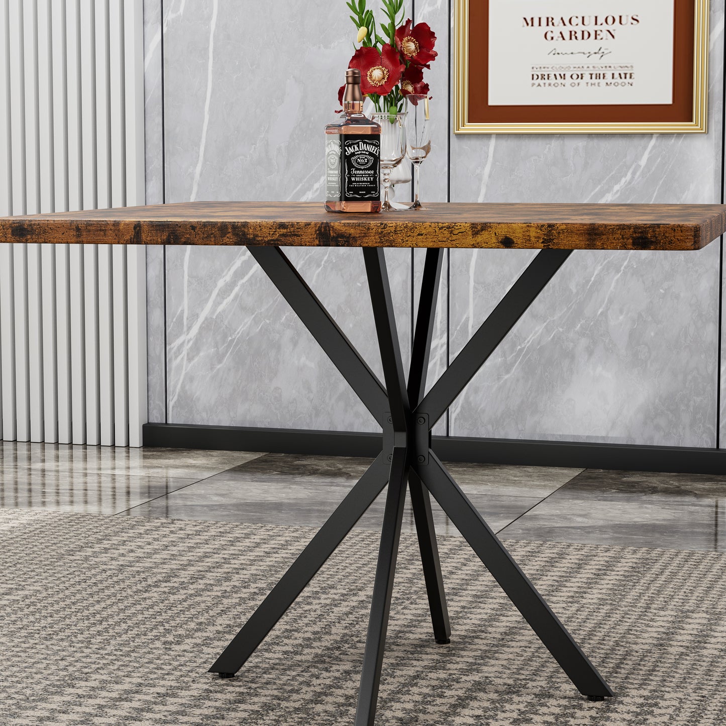 Square Dining Table, Mid Century Modern Square Dining Table For 4-6 Person, Coffee Table For Kitchen Dining Room, Office, Save Space