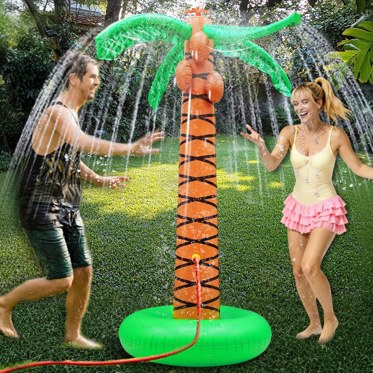 Inflatable Palm Tree Sprinkler Toy, Large Outdoor Water Spray Coconut Tree, Summer Backyard Water Toy For Children And Adults.