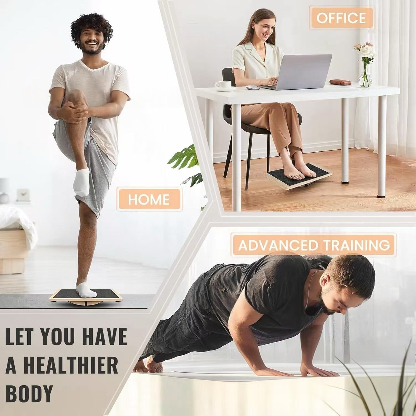 Simple Wooden Yoga Balance Training Board For Home Use