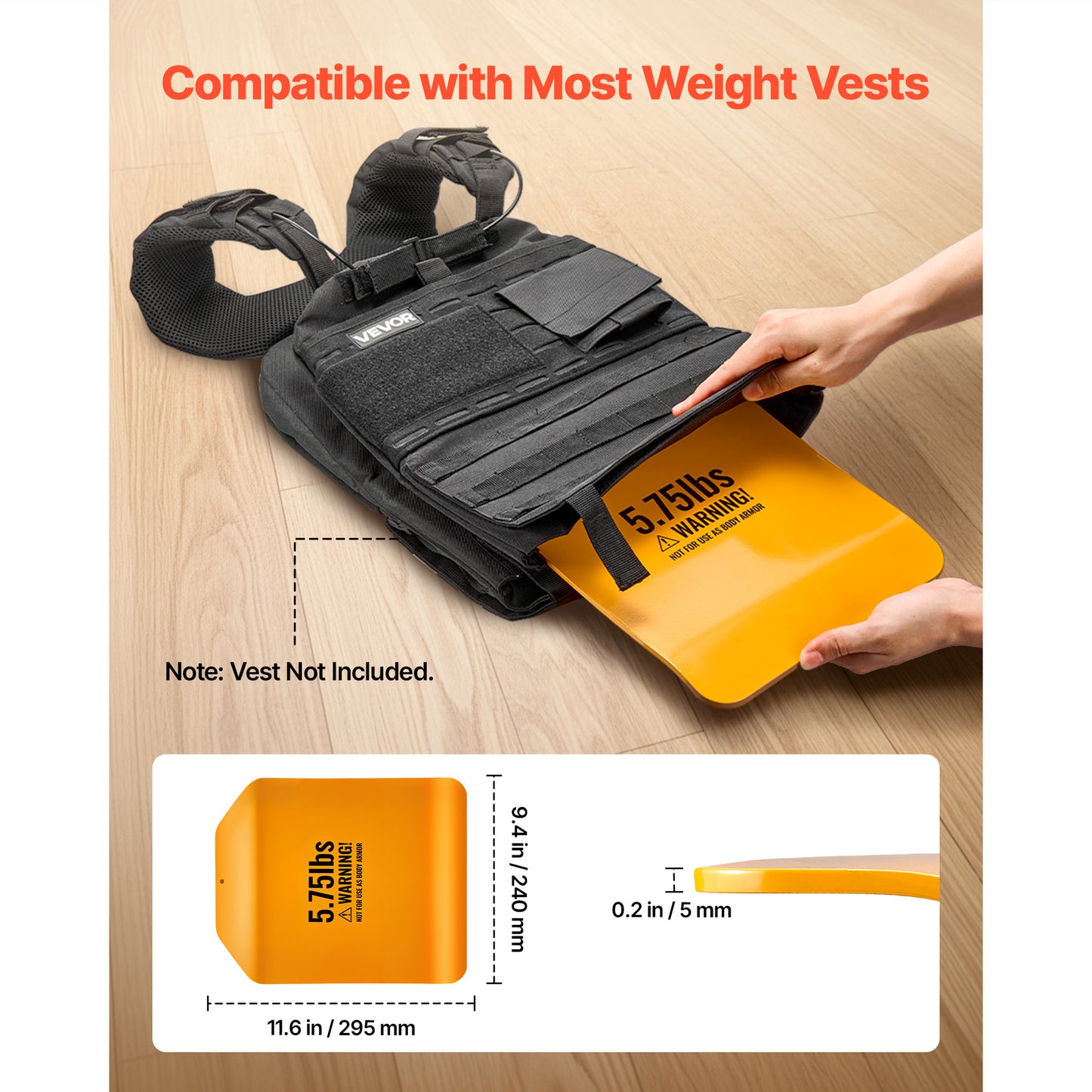 Curved Weight Vest Plates, 5.75 LB Pairs, Premium Steel Tactical Weighted Plates For Vest, Ergonomic Design, For Strength Endurance Training, Running, Jogging, Fitness, Heavy Workouts