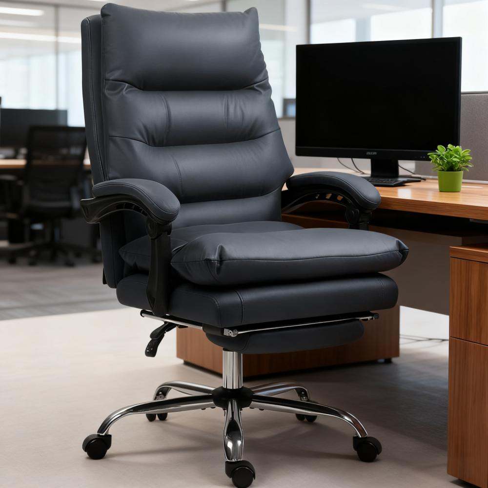 Microfibre Massage Office Chair, Heated Reclining Chair With Footrest