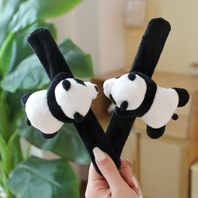 Cute Black And White Panda Doll Plush Toys Ring Pop
