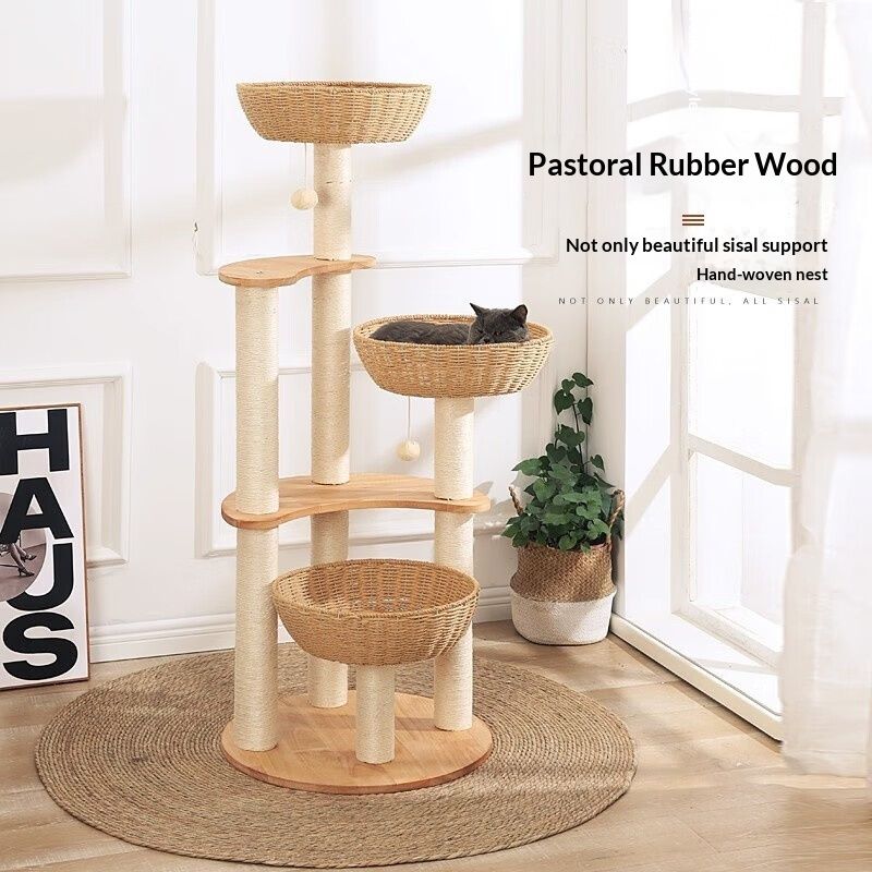Multi-level Cat House And Cat Tree Combo With Toys