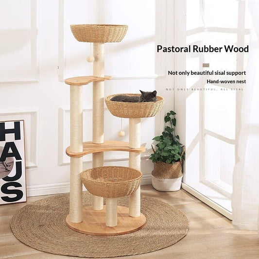 Multi-level Cat House And Cat Tree Combo With Toys