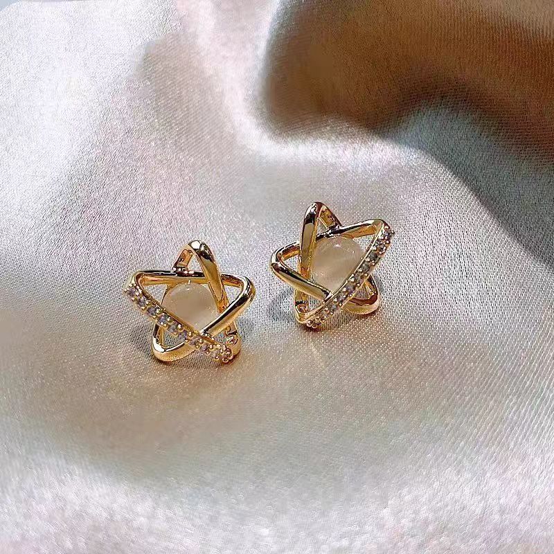 Cat's Eye Five-pointed Star Stud Earrings For Women, Premium Unique Elegant Star Earrings, 2026 New Hot Selling Ear Jewelry