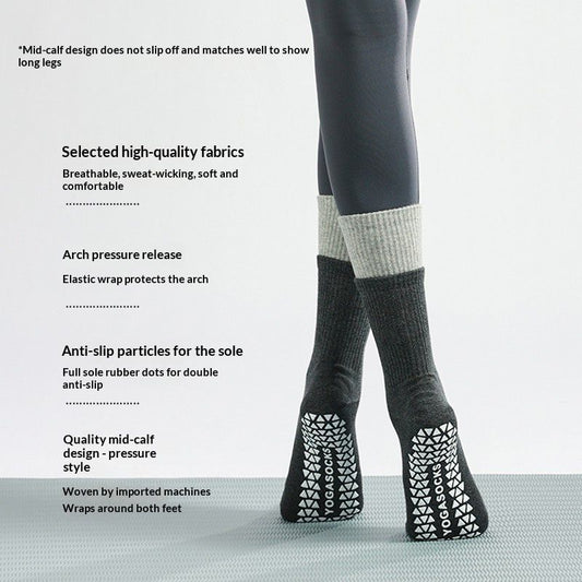 Pilates Mid Calf Exercise Socks With A Towel Backed Sole