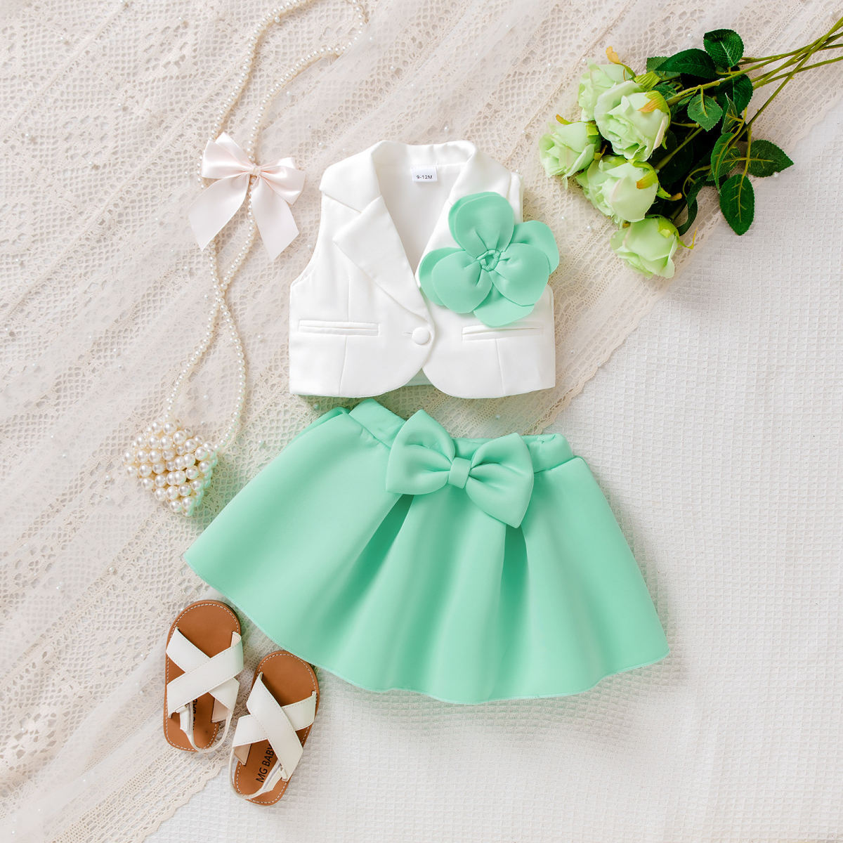 Korean-style Sleeveless Blazer And Short Skirt Set
