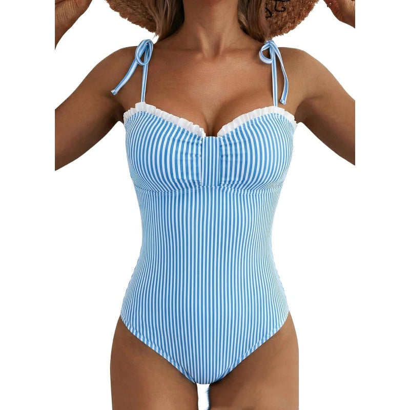 New Polka-dot Retro-style Strap One-piece Swimsuit