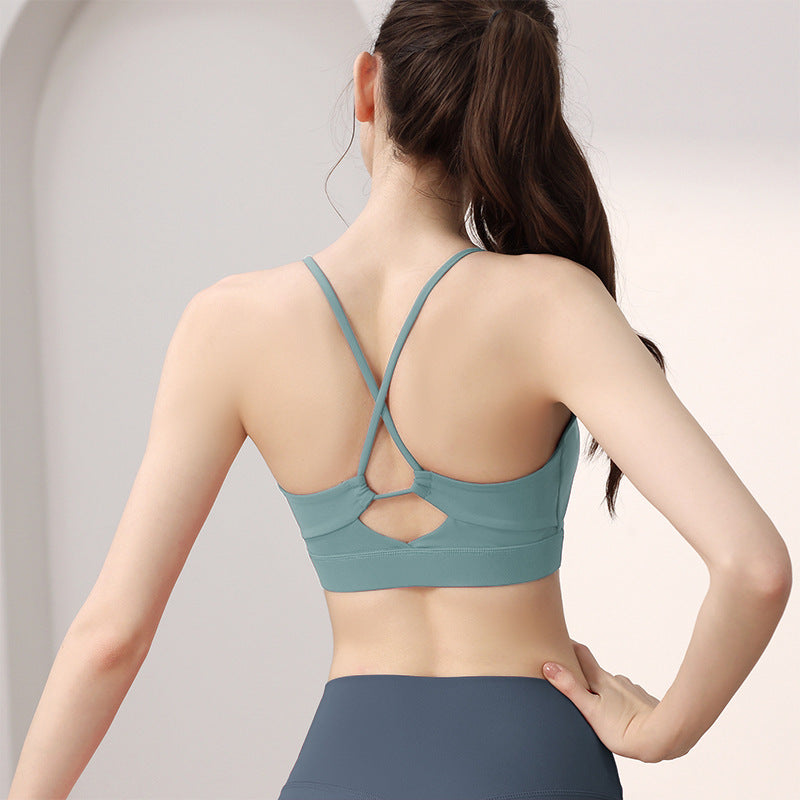 Sports Underwear Women's One-piece Spaghetti Strap Fixed Cup Shockproof Push-up Beauty Back Yoga Bra