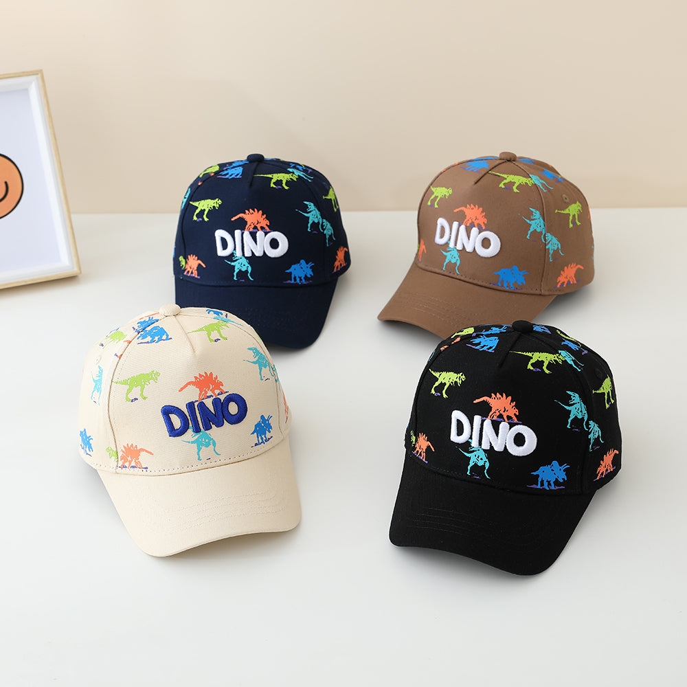 The Full-color Printed Dinosaur Embroidery Letter DINO Children's Baseball Cap Is Suitable For Daily Use, At Home, And For Commuting.