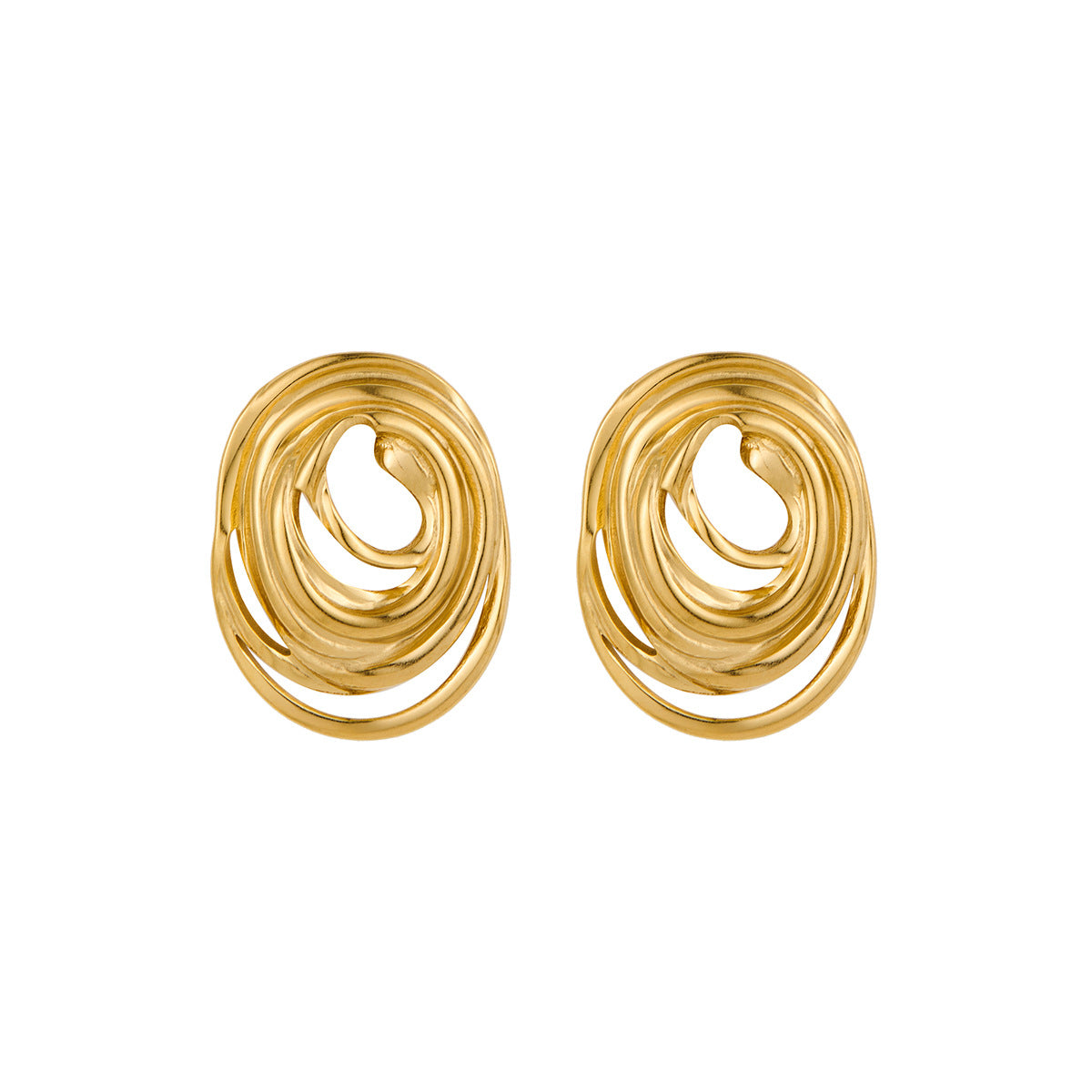 New European American Exaggerated Irregular Stud Earrings For Women, High-End Fashion Textured Stainless Steel Titanium Ear Jewelry